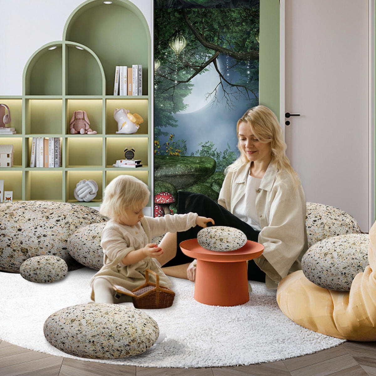 GRANITSTEIN Steine Kissen 7er-set - Sandfarben, Textil (76/40cm) - Vercart