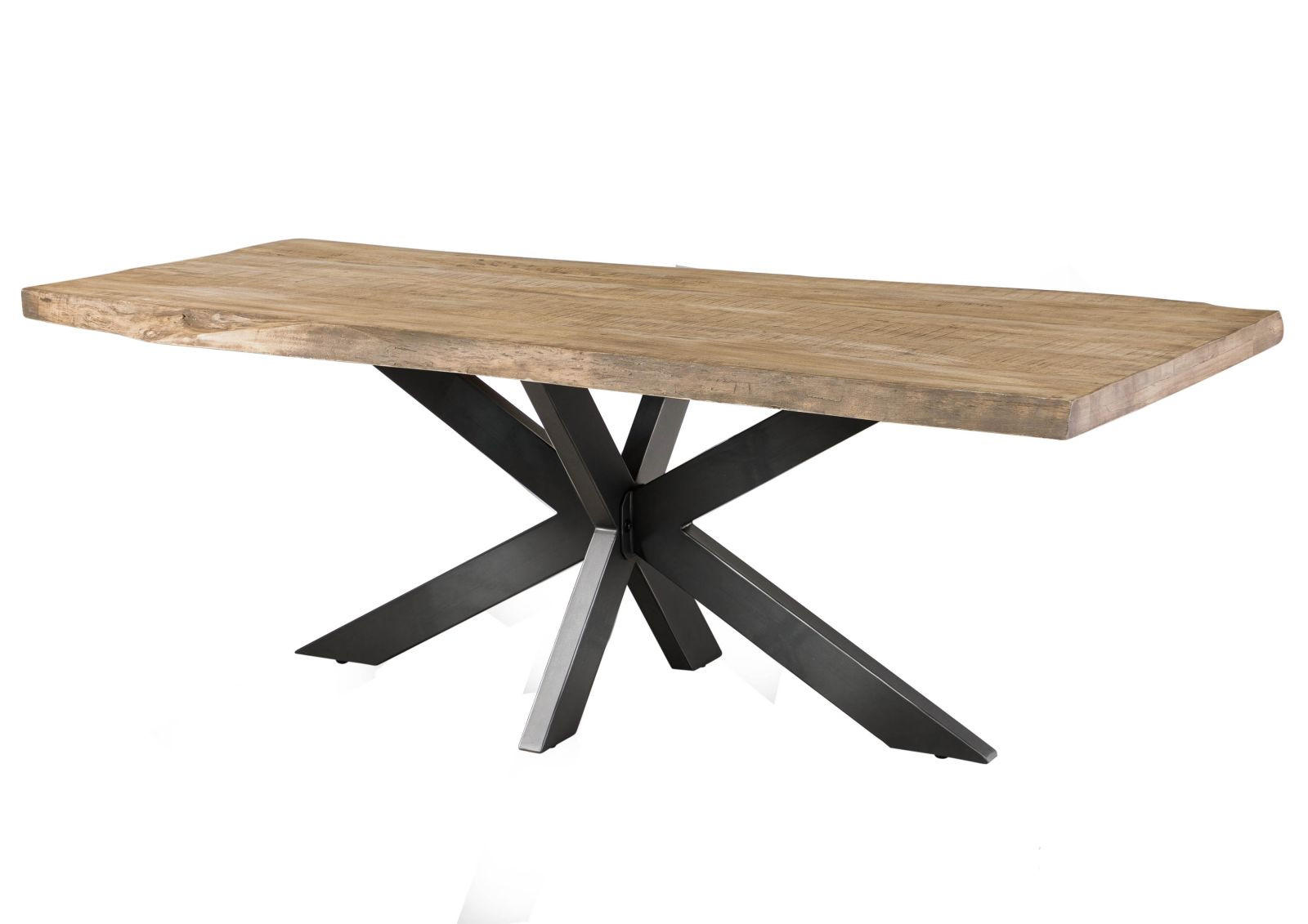 BAUMTISCH Mango 220x100x77 beige lackiert / Kreuzgestell anthrazit glänzend FREEFORM 5 - Beige, Holz (100/220/77cm) - Massivmoebel24