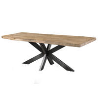 BAUMTISCH Mango 220x100x77 beige lackiert / Kreuzgestell anthrazit glänzend FREEFORM 5 - Beige, Holz (100/220/77cm) - Massivmoebel24