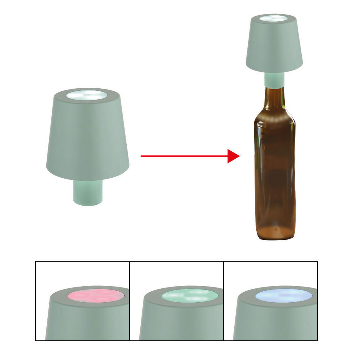 LED TISCHLEUCHTE Flaschenlampe Grün - Grün, Kunststoff (10.5/10.5/14cm) - Globo Lighting