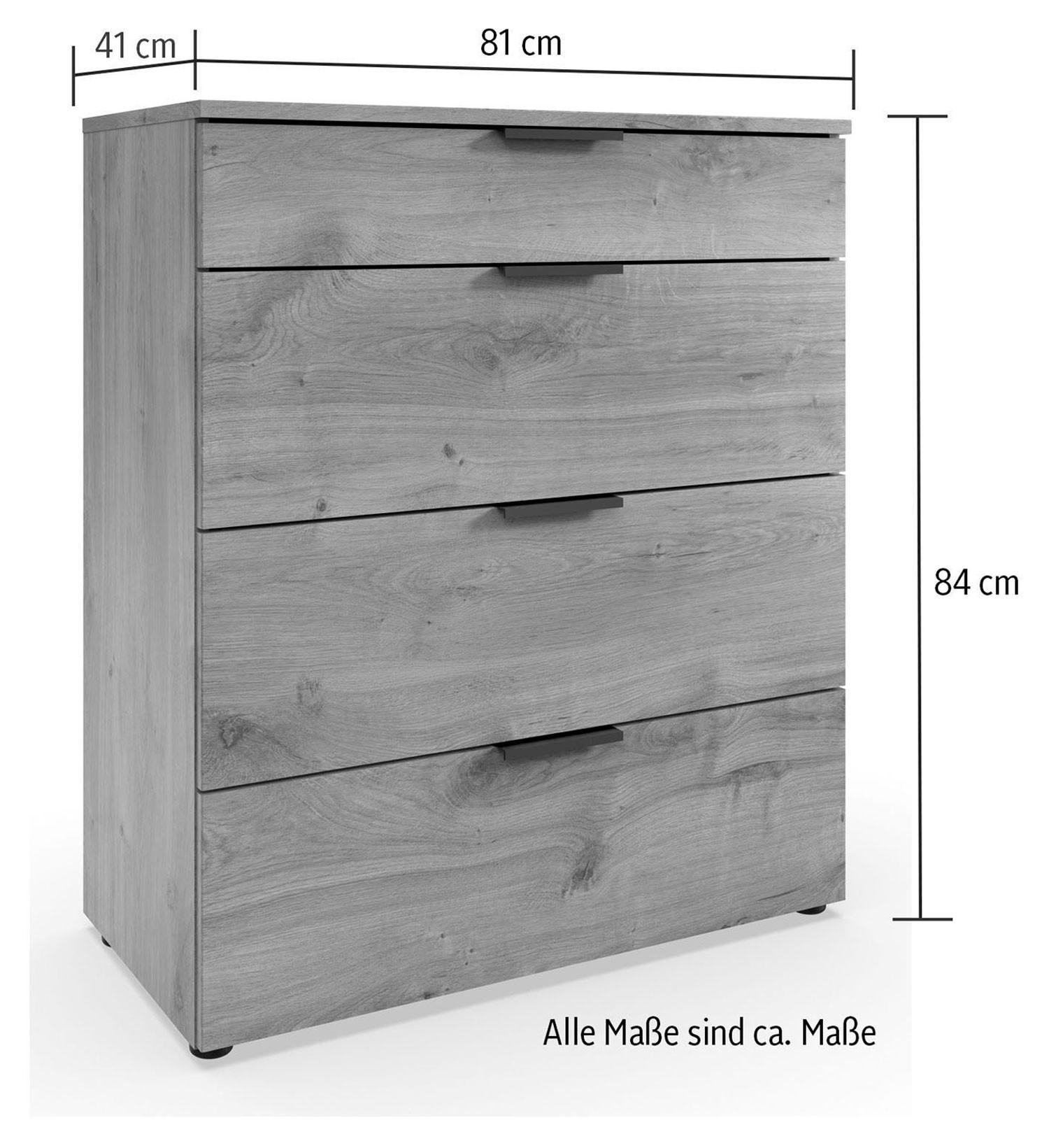 SCHUBKASTENKOMMODE Level weiß / Weißglas 81 / 41 / 84cm - Weiß, Holz/Holzwerkstoff (81/84/41cm) - Wimex