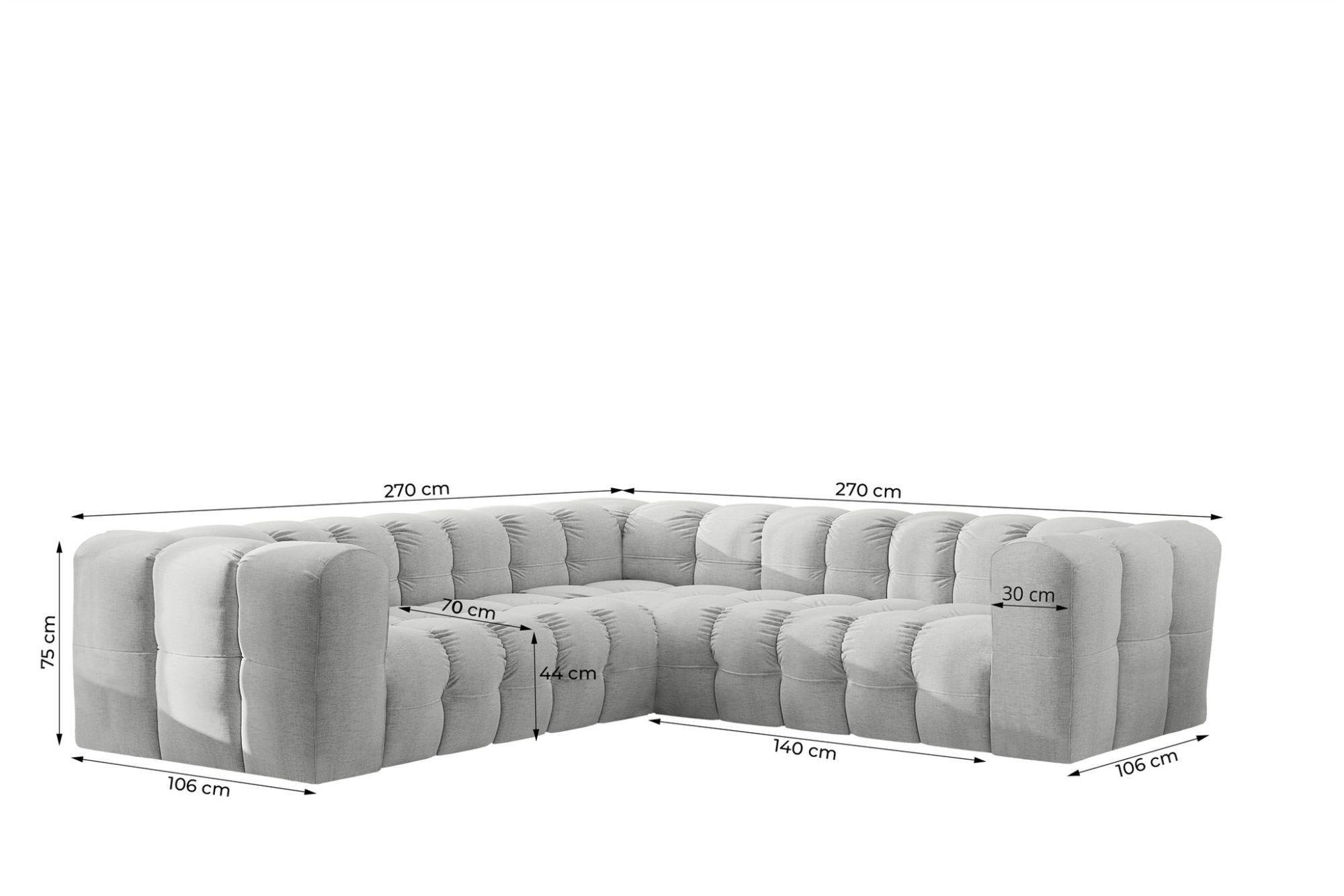 Thumbnail - Fun Möbel Ecksofa, Grün, Textil, U-Form, 270x270 cm, Wohnzimmer, Sofas & Couches, Wohnlandschaften, Ecksofas
