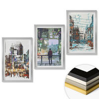 WANDBILDER 3er Set - 40x60 cm Silberner Rahmen - Moderne Städte, bunte Charaktere - Silberfarben, Kunststoff (40/60cm) - ArtPrintCave