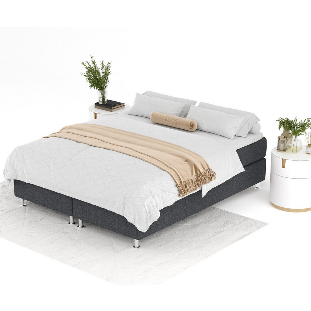 Thumbnail - Maison de Reve Boxspringbett, Schwarz, Textil, Buche, Kiefer, H3, Höhe ca. 21 cm, 160x200 cm, FSC 100%, Made in EU, Oeko...