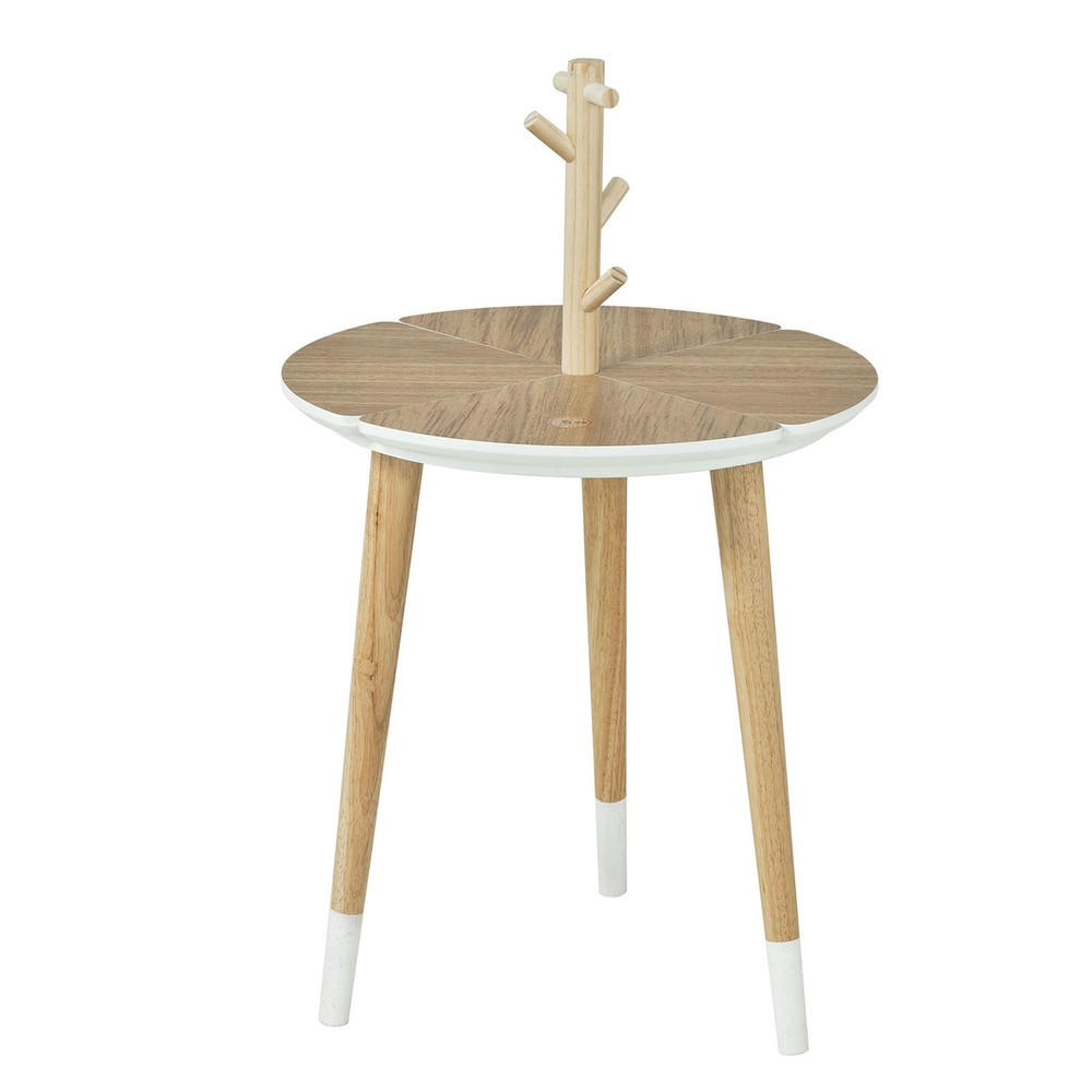 COUCHTISCH mit Tassenhalter FBT38-WN - Ahornfarben, Fell (40/40/66cm) - SoBuy