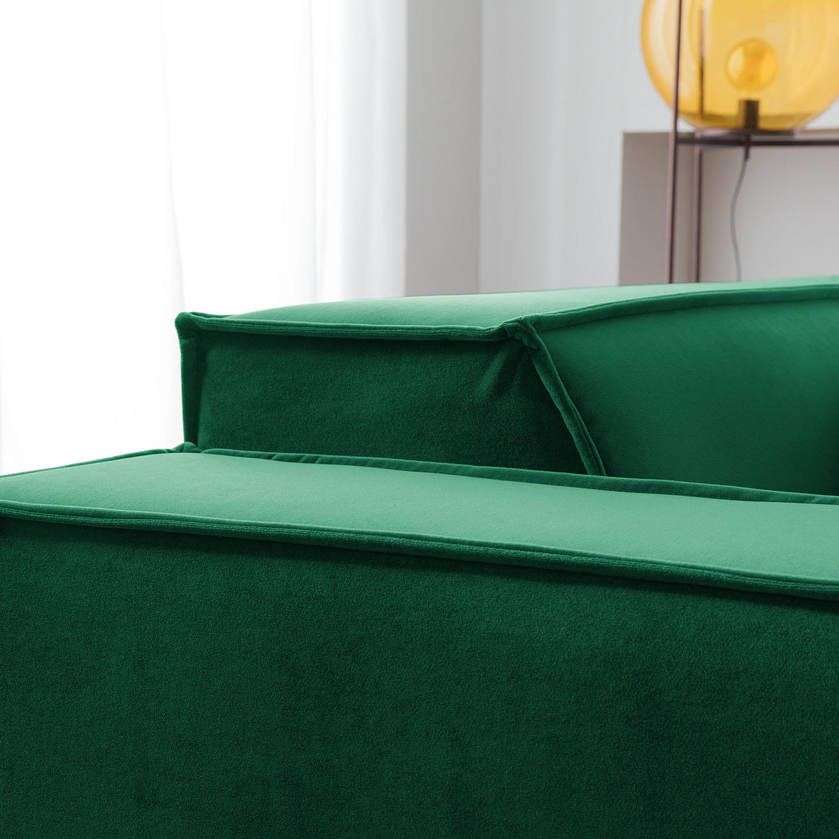 ECKSOFA mit Longchair - Dunkelgrün/Schwarz, Kunststoff/Textil (294/177cm) - home24