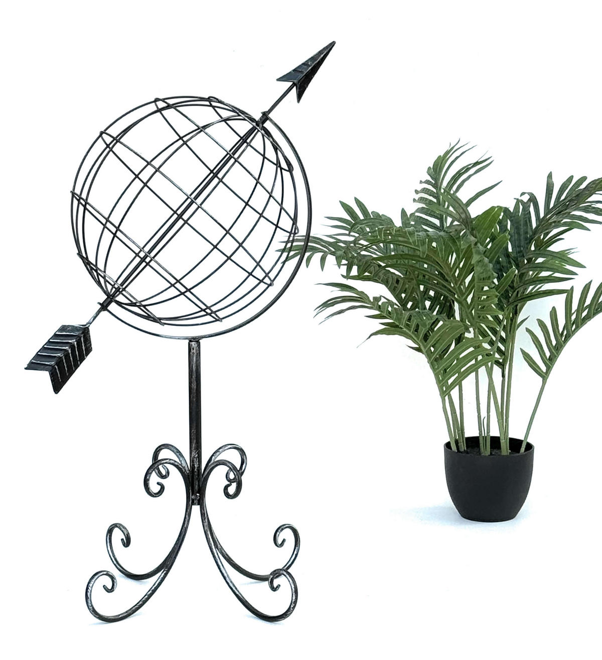 SONNENUHR Garten Metall Globus Modern - Braun, Metall (30/72/30cm) - DanDiBo