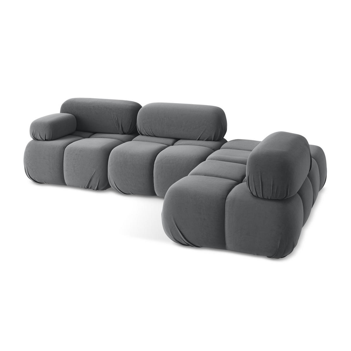 ECKSOFA Rechts Samt Stoff Grau - Dunkelgrau/Schwarz, Kunststoff/Textil (285/190cm) - LaMiaSofa