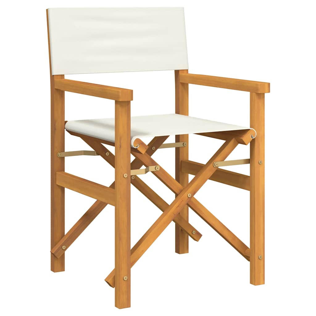 REGIESTUHL Klappbar Creme Massivholz Teak - Creme, Holz (55/85/54cm) - vidaXL