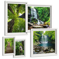 BILDER SET 5er Set - 50x50 cm & 20x30 cm & 40x60 cm Weißer Rahmen - Denkmäler Europas in warmen Farben - Weiß, Kunststoff (40/60cm) - TULUP