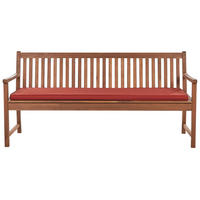GARTENBANK 3-Sitzer Heller Holzfarbton Vivara - Hellbraun/Rot, Holz (180/88/56cm) - Beliani