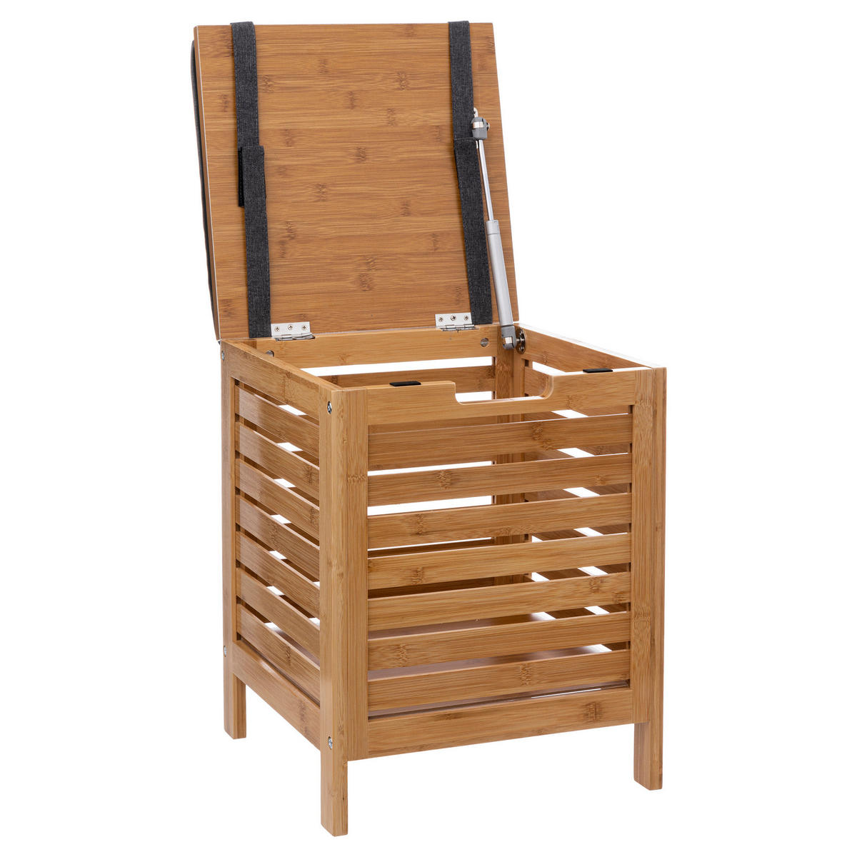 BADHOCKER mit Wäschekorb Bamboo 35/35/49 cm - Braun, Naturmaterialien (35/49/35cm) - 5five Simply Smart