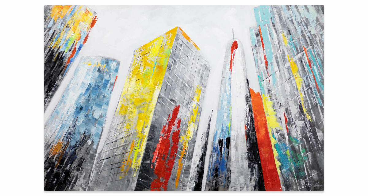 ACRYLBILD HANDGEMALT 120/80 cm - Multicolor/Grau, Holz/Textil (1.7/80cm) - KUNSTLOFT