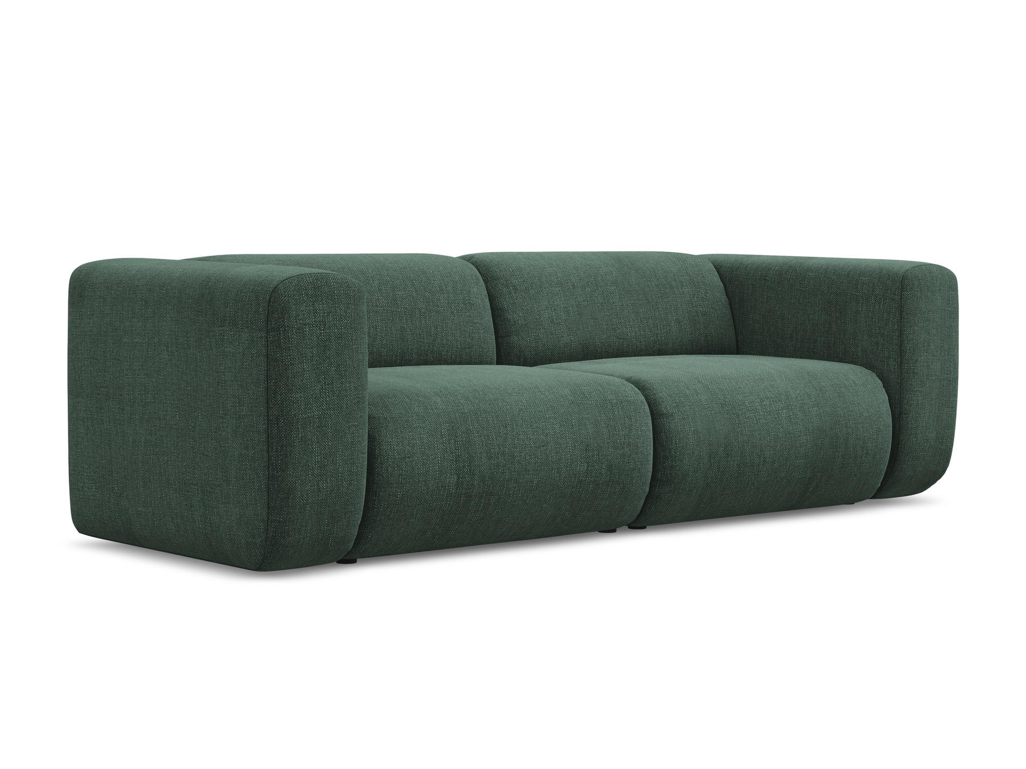 3-SITZER SOFA Chenille Stoff Grün - Schwarz/Grün, Kunststoff/Textil (228/70/89cm) - Makamii
