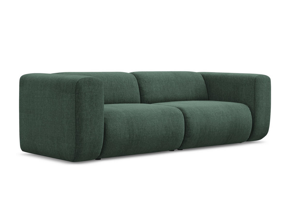 3-SITZER SOFA Chenille Stoff Grün - Schwarz/Grün, Kunststoff/Textil (228/70/89cm) - Makamii