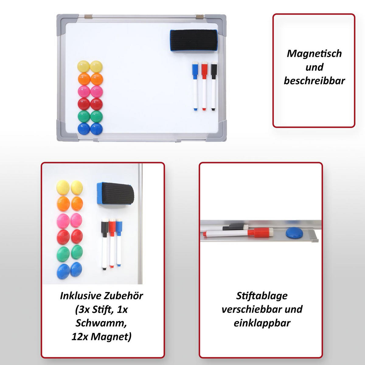 WHITEBOARD 60x90x2cm inkl. Zubehör - Weiß, Metall (90/60/2cm) - PROREGAL