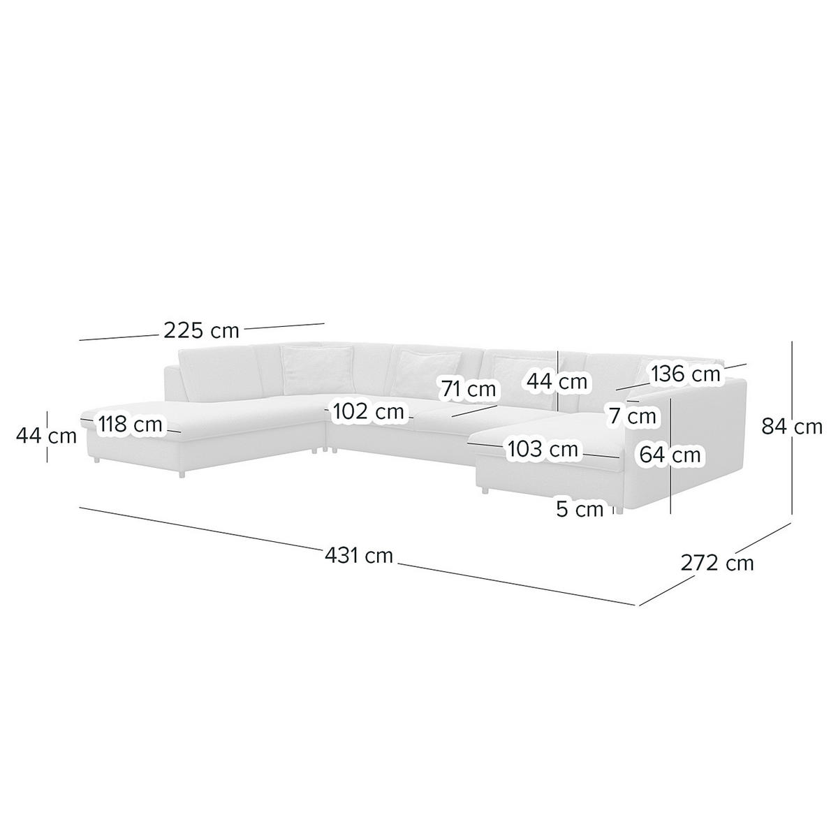 WOHNLANDSCHAFT - Schwarz/Grau, Kunststoff/Textil (431/84/272cm) - home24