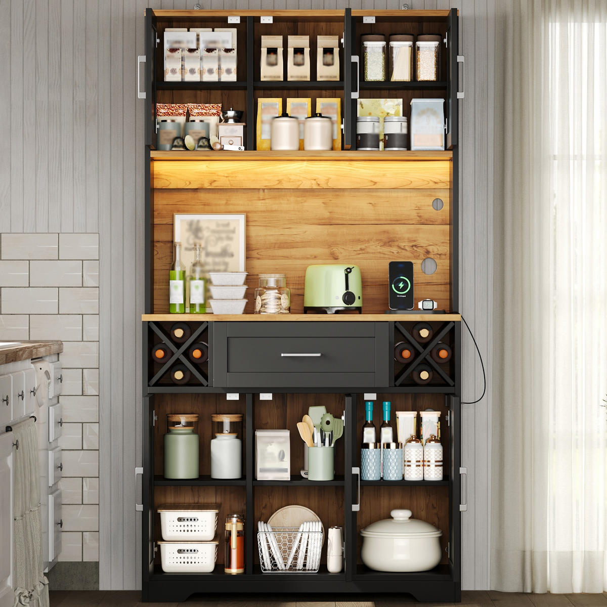 GESCHIRRSCHRANK Naturfarben 105/40/180 - Naturfarben, Holzwerkstoff (105/180/40cm)