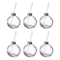 TRINKGLAS (6er-Set) Santa's Bubble mit Strohhalm - Transparent, Glas/Kunststoff (0.4L) - Butlers