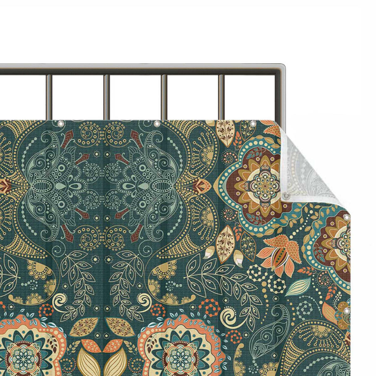 BALKON SICHTSCHUTZ Detailliertes Boho Muster in Grün 700/75 cm - Grün, Kunststoff (700/75cm) - Bilderwelten