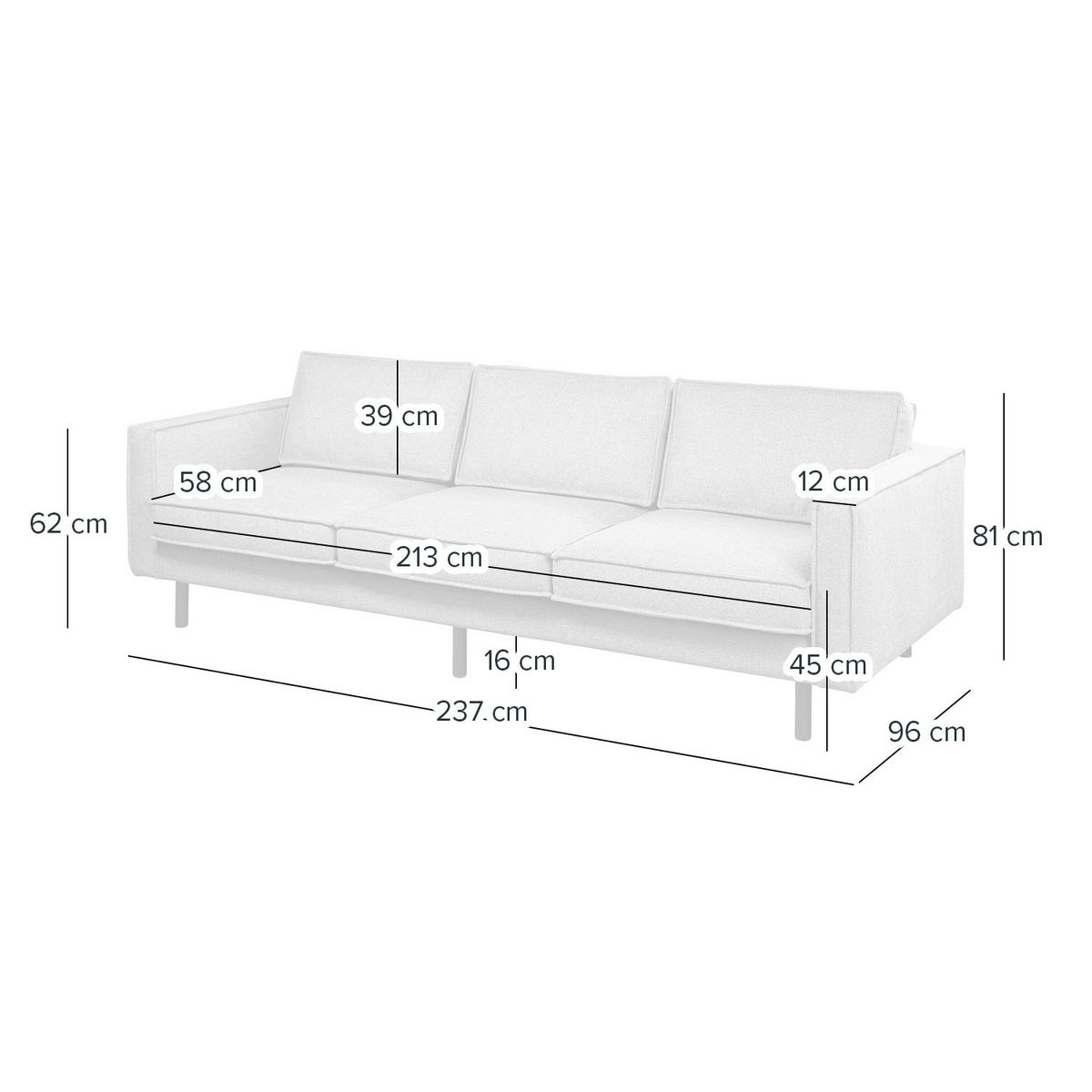 BIGSOFA - Cognac/Schwarz, Leder/Textil (237/81/96cm) - home24