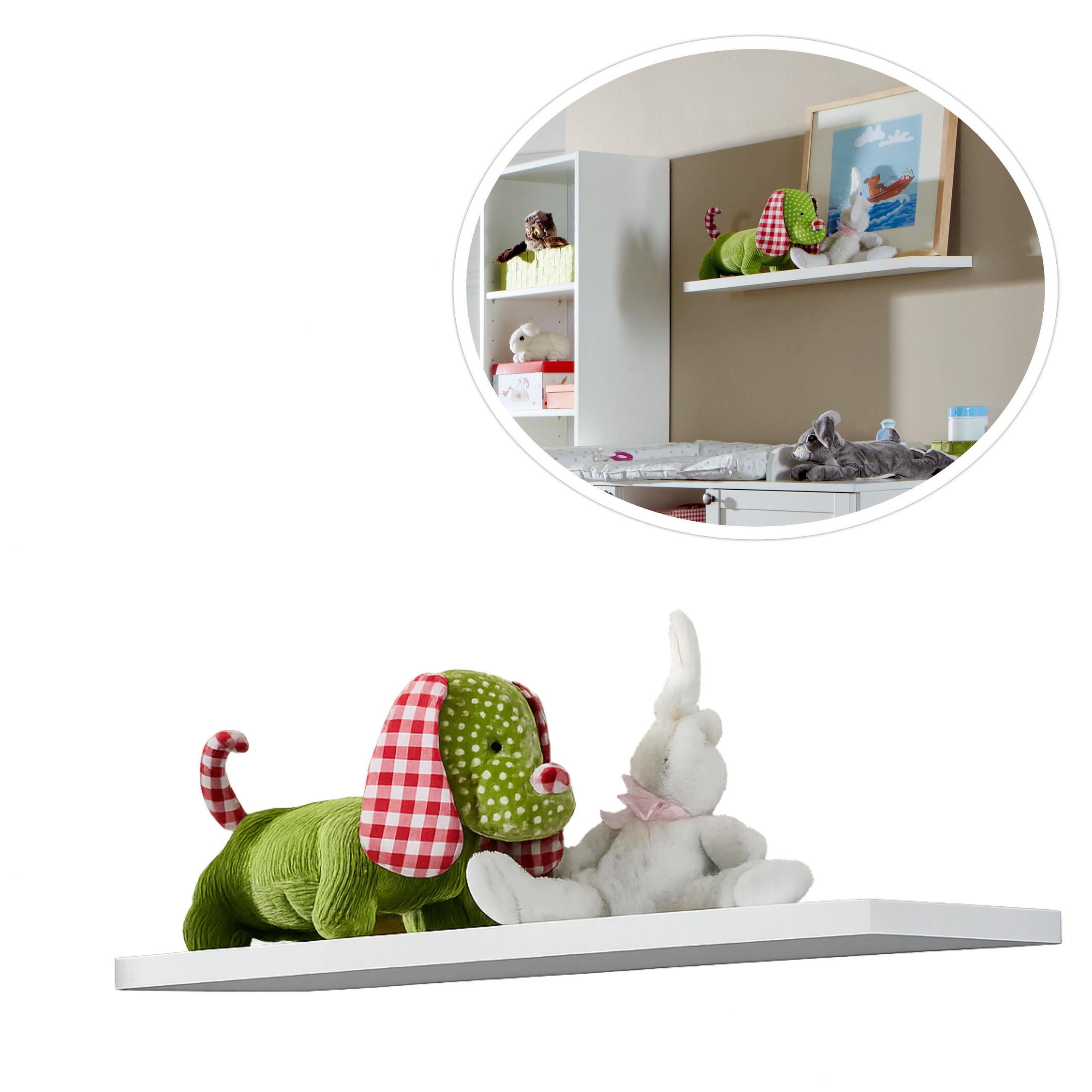 BABYZIMMER-ZUBEHÖR: Wandboard, Hängeregal B78/H3/T25 cm, Landhausstil Weiß / 22800-05 - Weiß, Holzwerkstoff/Metall (78/3/25cm) - luma-home