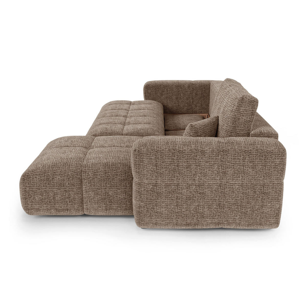 ECKSOFA rechtwinklig VIBE Kettgewebe mit weichem Griff Braun 286cm - Braun, Textil (286/169cm) - Premium Interiors
