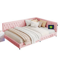 POLSTERBETT 140/200 cm Rosa mit LED-Beleuchtung und USB - Rosa, Holz (140/200cm) - SHOPENTRA
