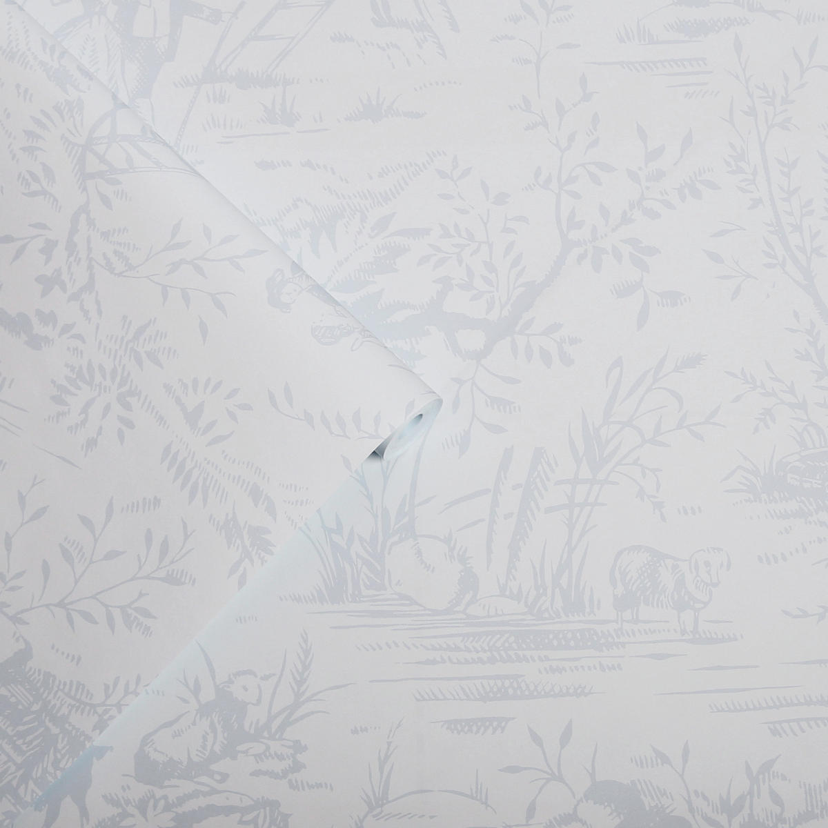 VLIESTAPETE Toile de Jouy Zuckergrau | Hellgrau | Ländlich | 10mx52cm - Grau, Papier/Kunststoff (52/1000cm) - Graham & Brown