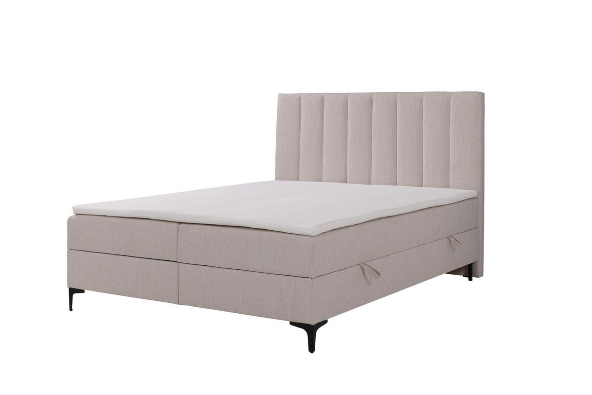 BOXSPRINGBETT SERANO mit Topper und Bettkasten, Beige, 120x200 cm - Beige, Textil (120/200cm) - KS Home Concept
