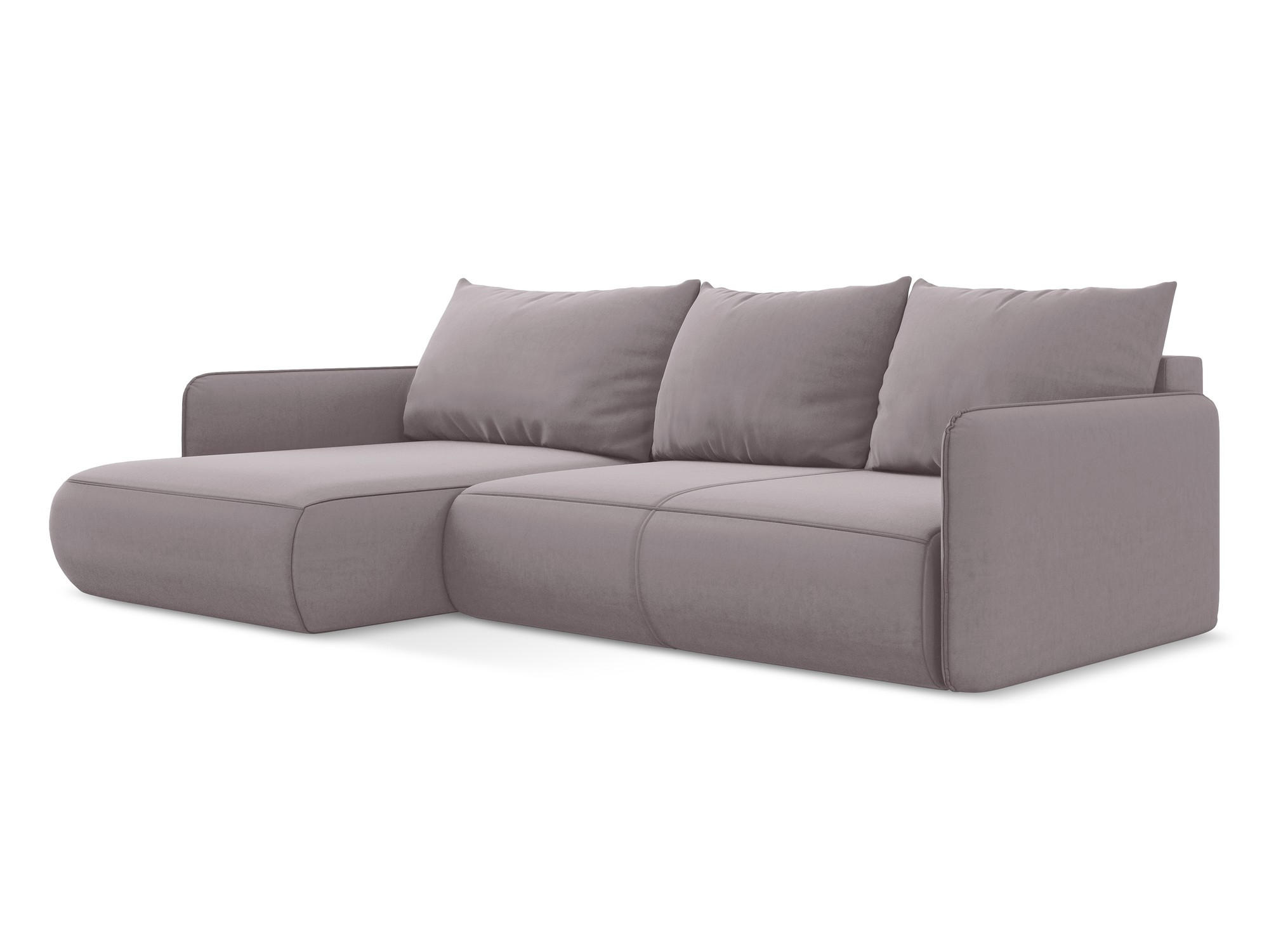 ECKSOFA mit Schlaffunktion Samt Stoff Violett - Lila/Flieder, Kunststoff/Textil (148/240cm) - Makamii