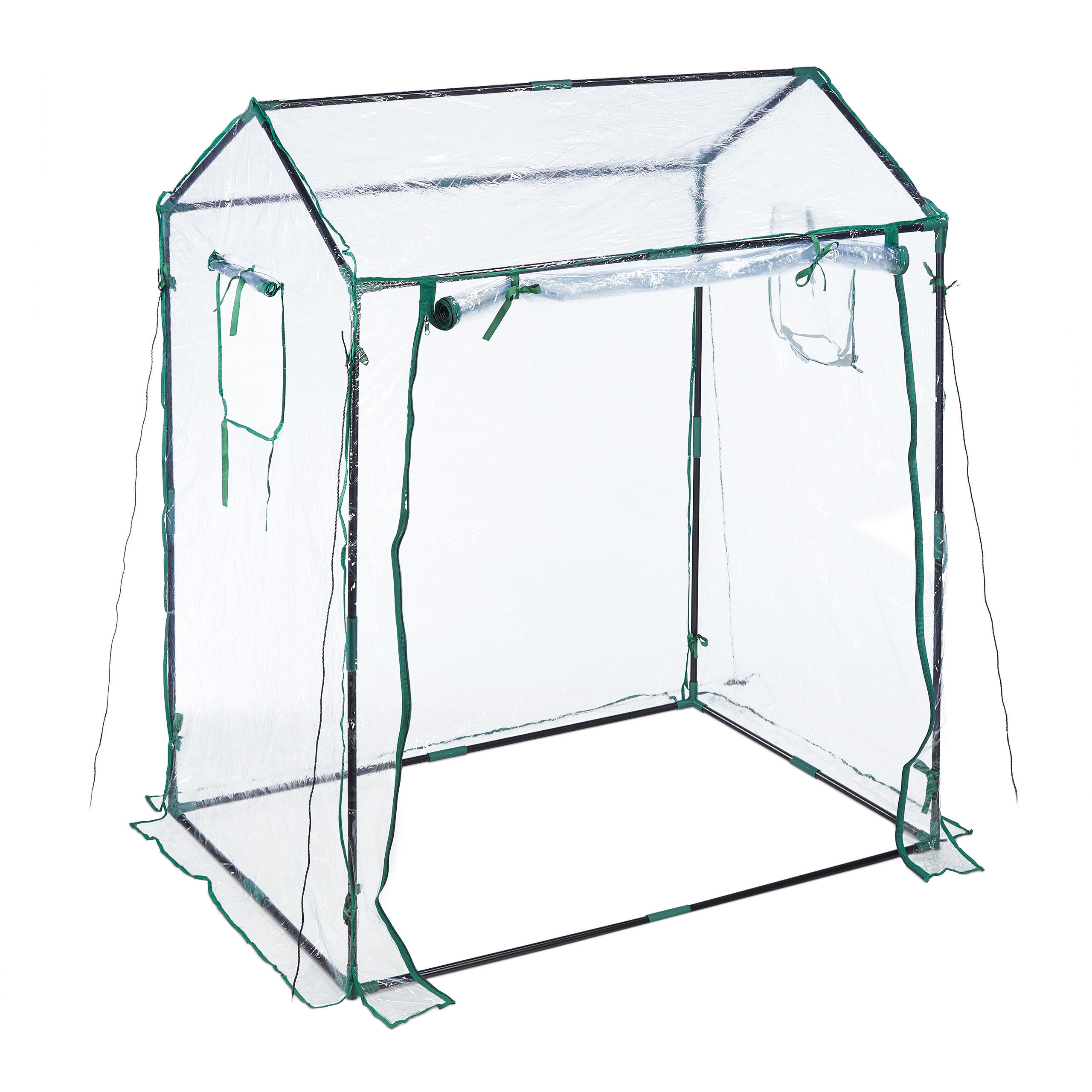 Relaxdays SKLENÍK Transparentní tmavě zelený fóliový PVC 152x132x92 cm