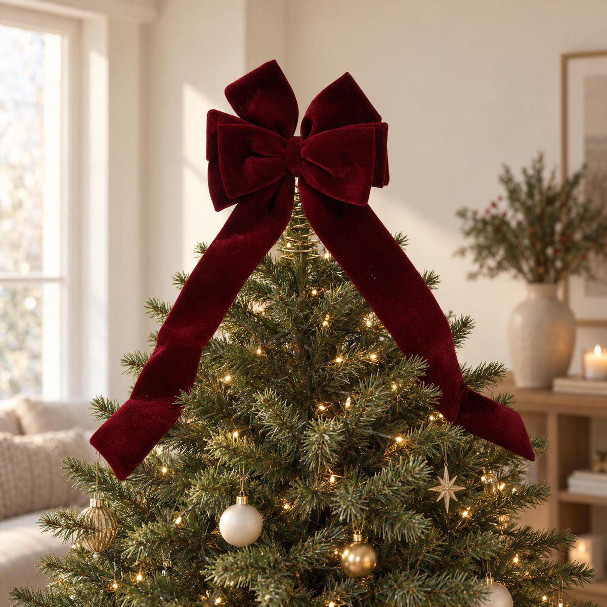 SCHLEIFE für den Tannenbaum 72/30/3 cm - Dunkelrot, Textil (30/3/72cm) - Home Styling Collection