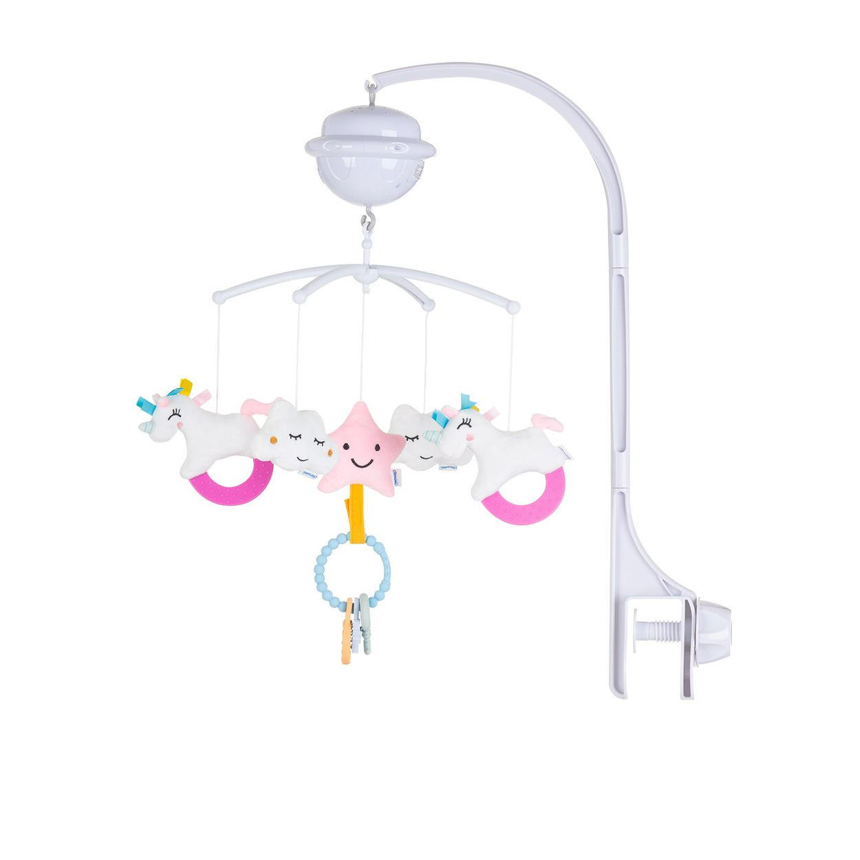 MUSIKMOBILE MILD023 rosa Bluetooth-Funktion, Projektor, Plüschfiguren, Universalklemme - Rosa, Kunststoff (32/61/55cm) - Chipolino