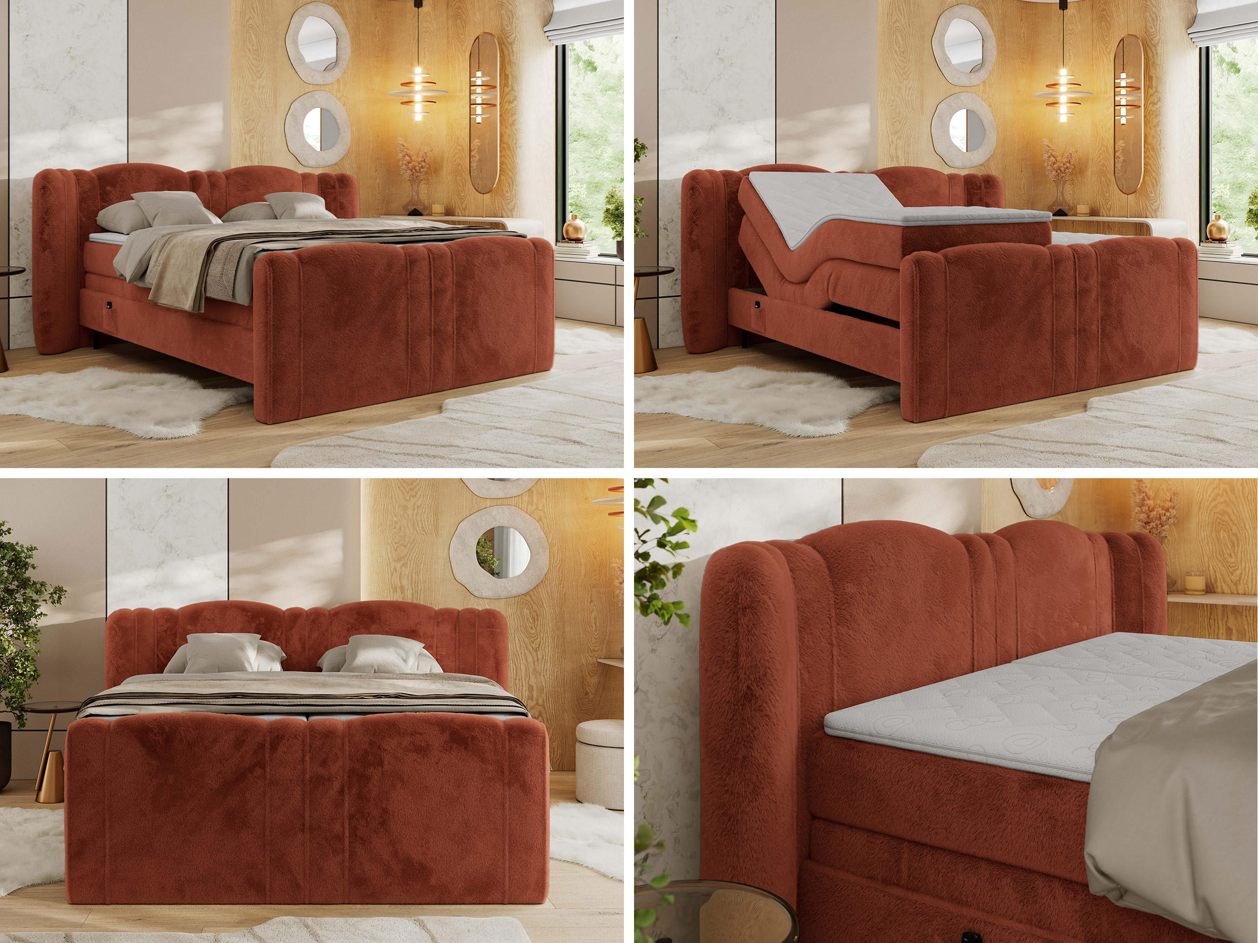 Thumbnail - MKS Boxbett, Orange, Textil, 2-Sitzer, H4, 7-Zonen, Rechteckig, 160x200 cm, Schlafzimmer, Betten, Boxspringbetten