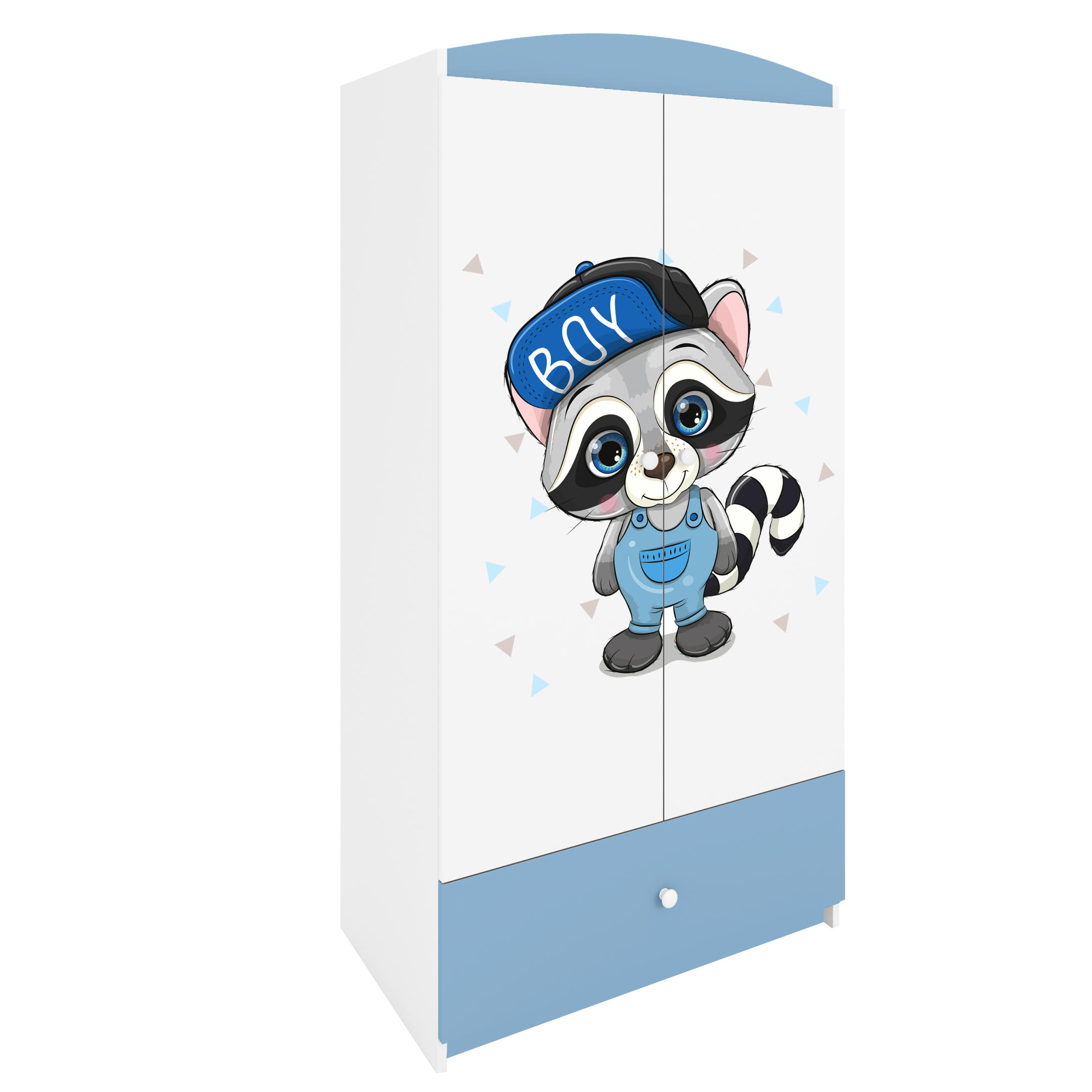 KINDERKLEIDERSCHRANK Waschbär - Blau, Holzwerkstoff (90/175/52cm) - RAUMHIRSCH FURNITURE