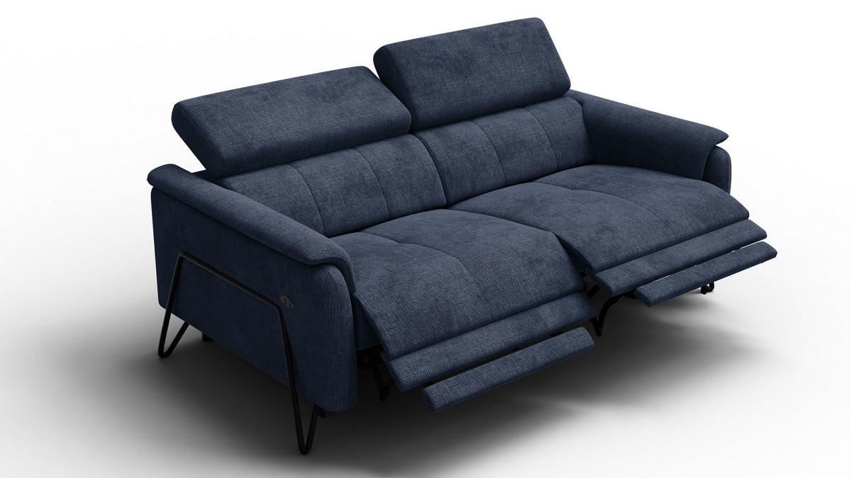 RELAXSOFA RODEN 3-Sitzer, marineblau - Dunkelblau, Holz/Textil (194/82/103cm) - Courtois Laville