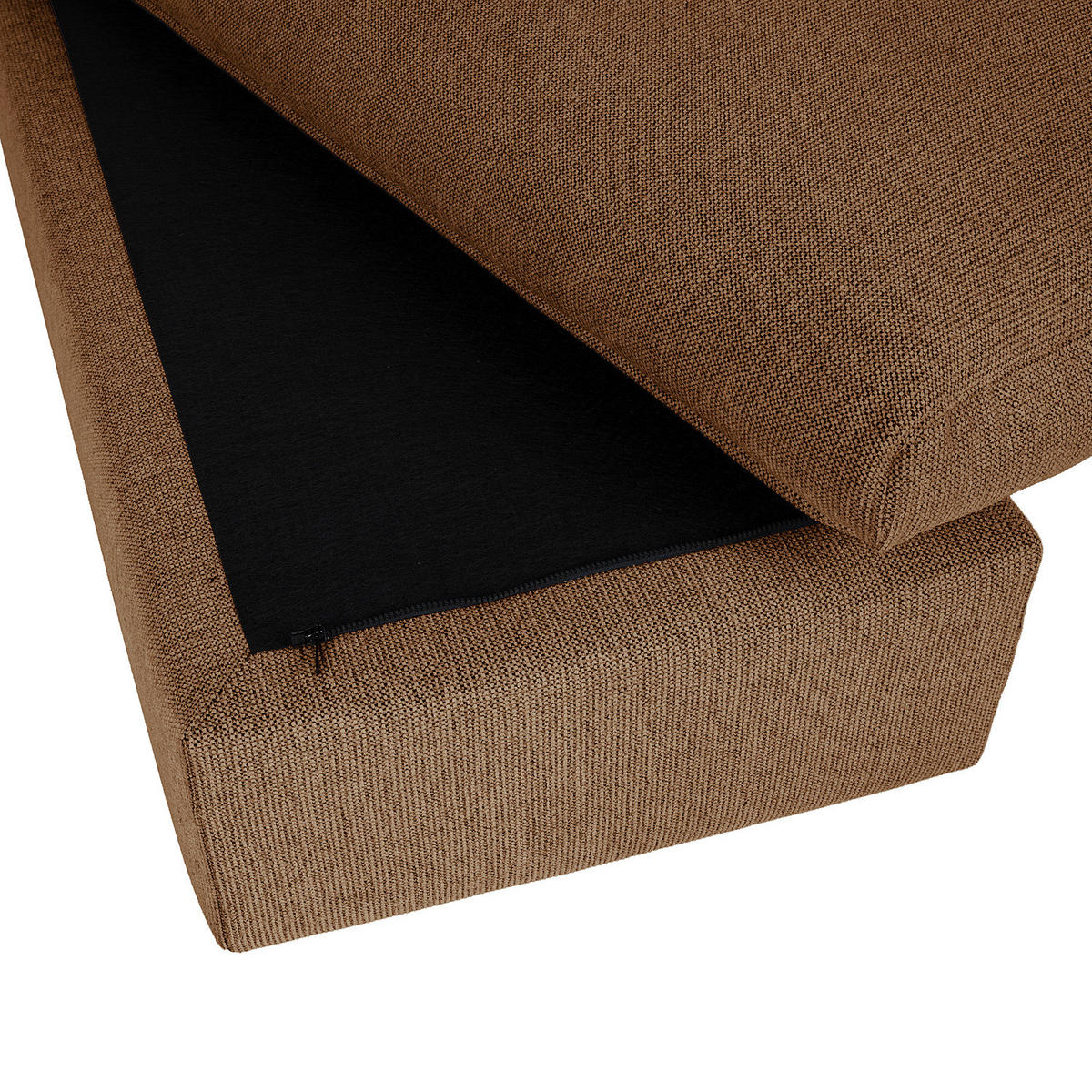 POLSTERHOCKER - Schwarz/Haselnussfarben, Kunststoff/Textil (131/44/61cm) - home24