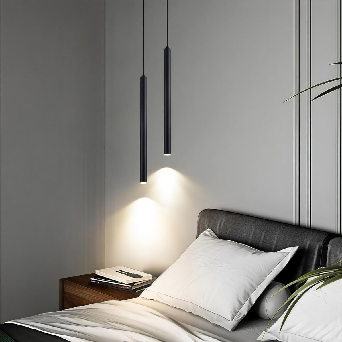 PENDELLEUCHTE LED Metall Schwarz 2er-Set, Deckenlampe 30cm - Schwarz, Metall (6/30/6cm) - Authentics