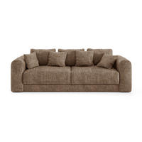 SCHLAFSOFA mit Stauraum in Nussbaum RIO Geprägter Samt Taupe 250cm - Taupe, Textil (250/90/95cm) - Sia Home