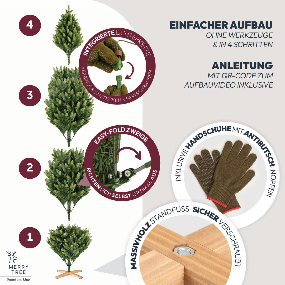 WEIHNACHTSBAUM mit PE-Spritzguss-Nadeln und LED Beleuchtung, 240 cm - Grün, Kunststoff (240cm) - Merry Tree