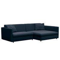 ECKSOFA mit Longchair - Blau/Schwarz, Kunststoff/Textil (290/183cm) - home24