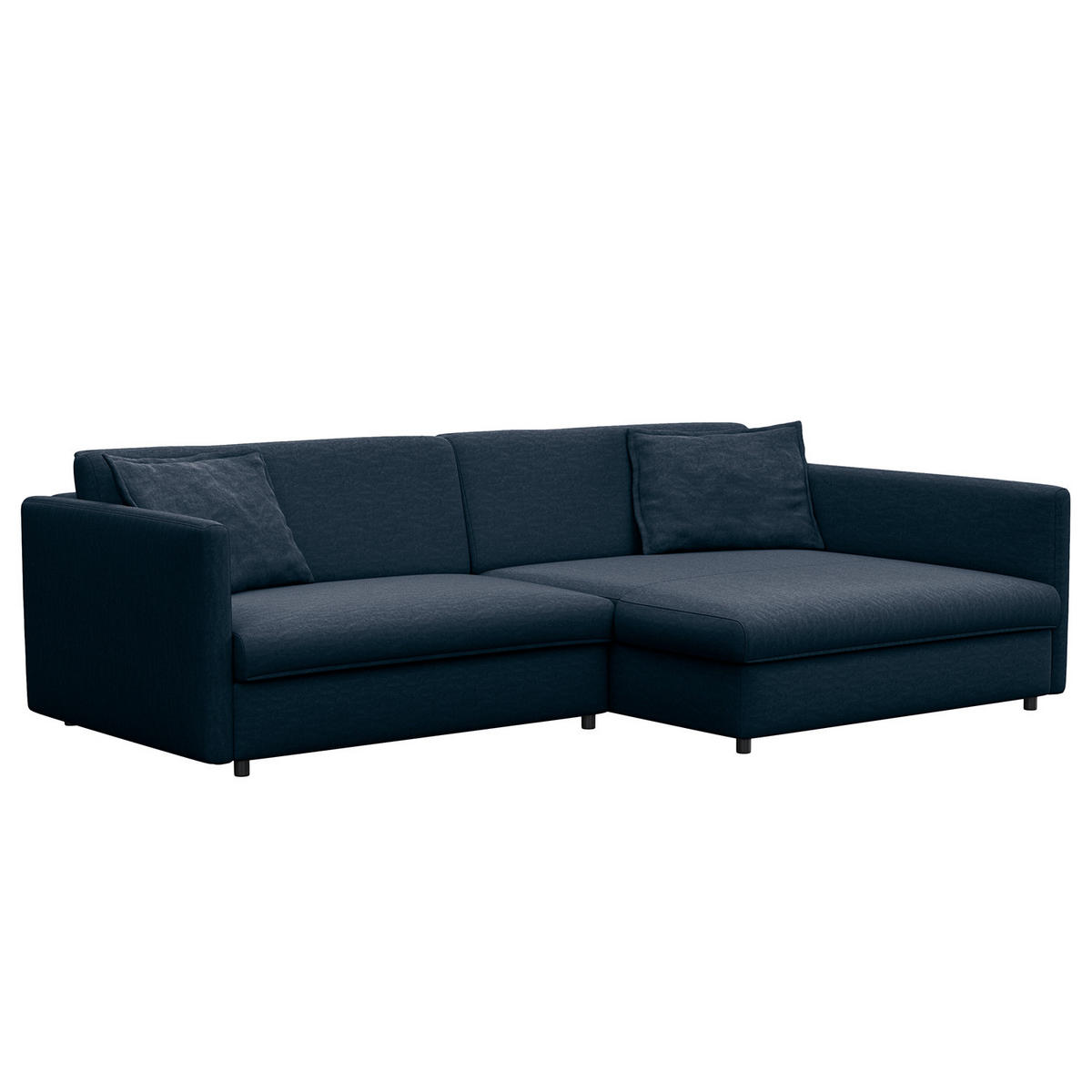 ECKSOFA mit Longchair - Blau/Schwarz, Kunststoff/Textil (290/183cm) - home24