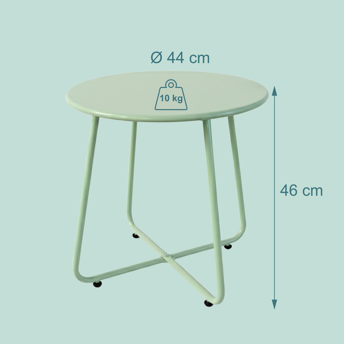 BEISTELLTISCH - Grün, Metall (44/44/46cm) - Relaxdays