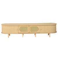 TV-LOWBOARD Oval Holzoptik Hell mit Rattan & Rolltüren 180cm für 75 Zoll - Naturfarben, Holzwerkstoff (180/40/40cm) - Urban Meuble