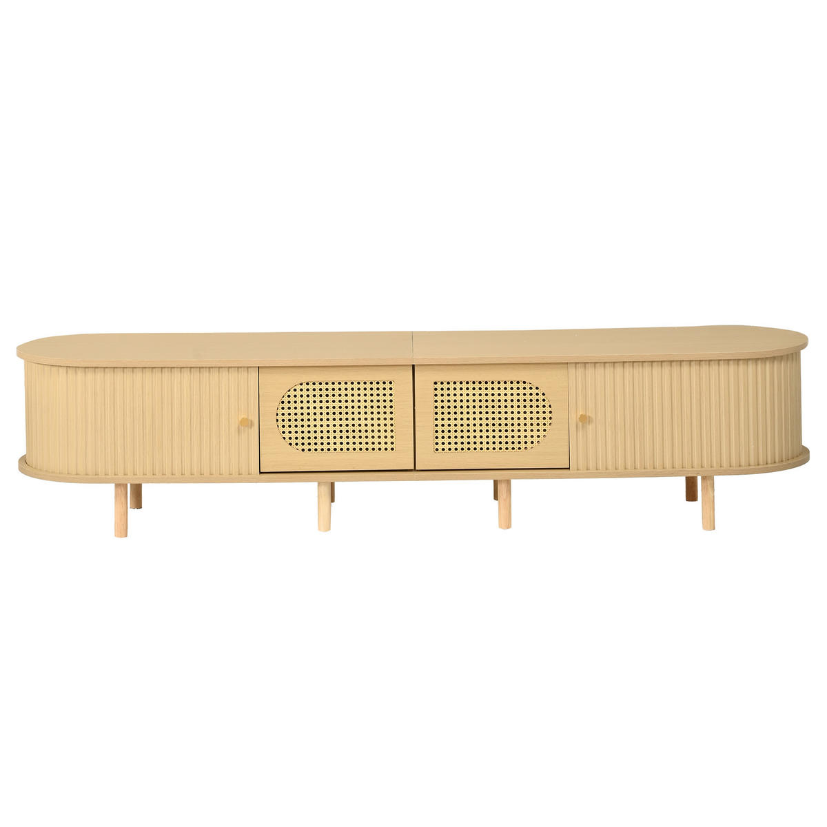 LOWBOARD DE-40414 2 Rattan-Türen mit Rolltüren Helle Holzfarbe - Naturfarben, Holzwerkstoff (180/40/40cm) - ComfortXL