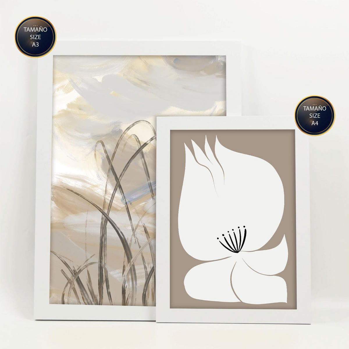 POSTER Set Mit 6 Latente Natur In Kulissen Abstracts Ästhetische Dekorative Gemälde Für Ihr Wohnzimmer, Schlafzimmer, Zuhause A3 & A4 Weißer Rahmen - Weiß, Papier (29/3cm) - Nacnic