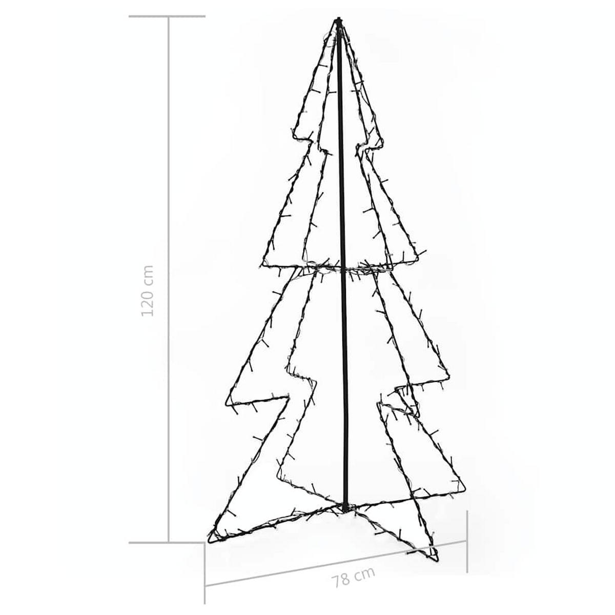 WEIHNACHTSBAUM In Kegelform 160 Leds Indoor & Outdoor 78/120 Cm - Weiß, Metall (120cm) - vidaXL