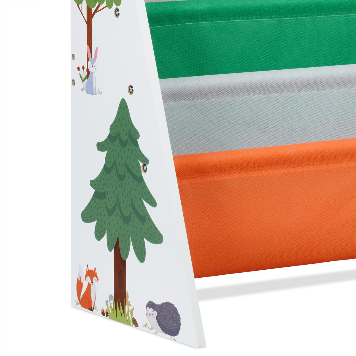 KINDERBÜCHERREGAL - Multicolor, Holzwerkstoff/Textil (62.5/60/28cm) - Relaxdays