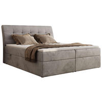 BOXBETT DAGOS 120/200 - Hellgrau Velvet - H4 - Topper T25 - Hellgrau, Textil (120/200cm) - MKS